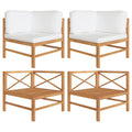 Corner Sofas 2 pcs with Cream Cushions Solid Teak Wood R6821