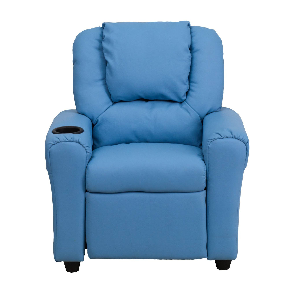 Light Blue Vinyl Kids Recliner with Cup Holder and Headrest R725806