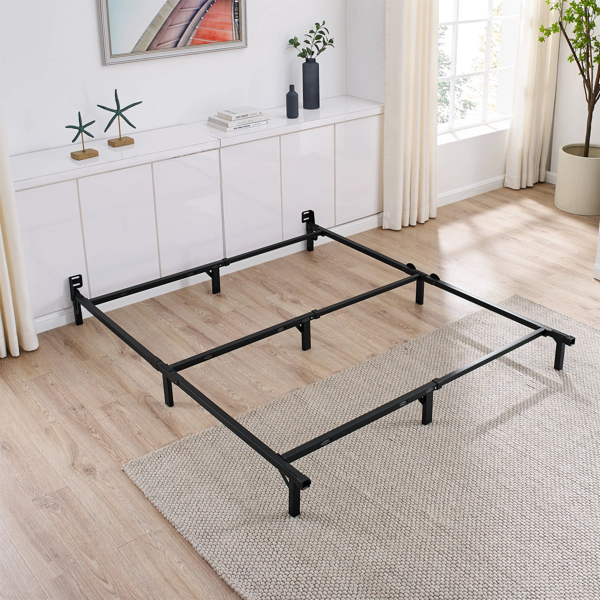 Adjustable Metal Bed Frame, Black, Twin - Queen J7369