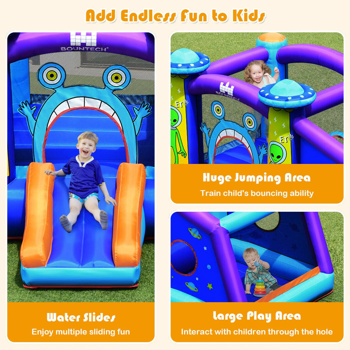 Inflatable Bouncer Kids Jump Slide Ball Pit with 480W Blower P653