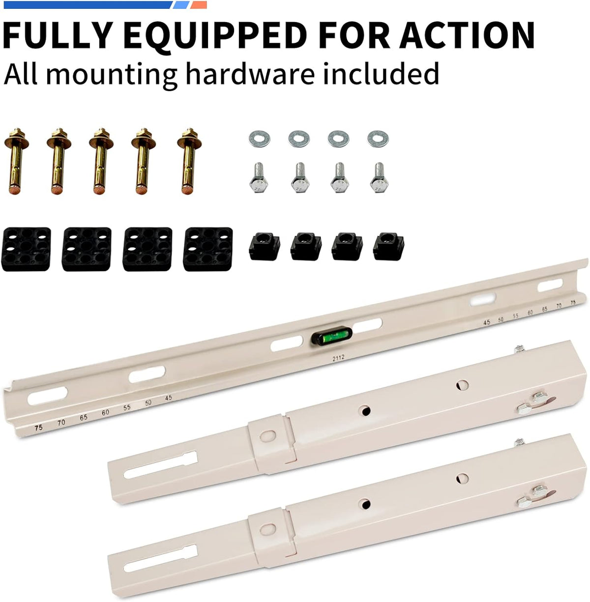 Mini Split Wall Mounting Bracket with Level, Measurement on Top Rail, Pack of 2 N45758