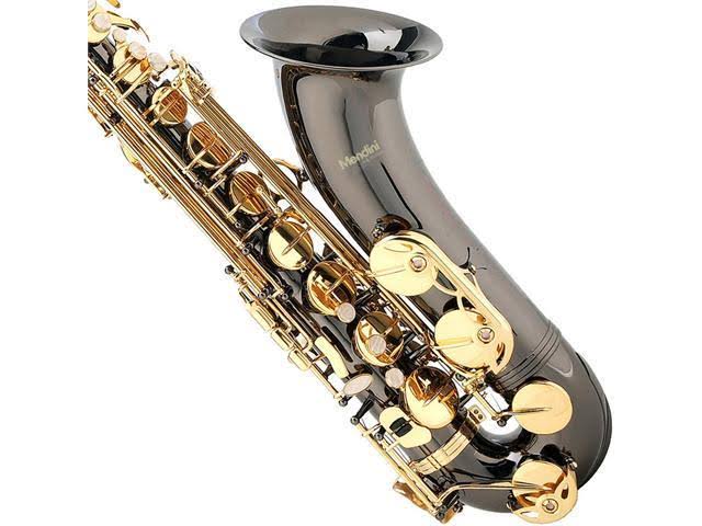 Black Nickel Plated and Gold Keys B Flat Tenor Saxophone with Case, Mouthpiece, 10 Reeds K32989