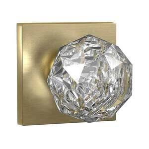 Solid Brass Crystal Ball Knob with Square Rosette X42816