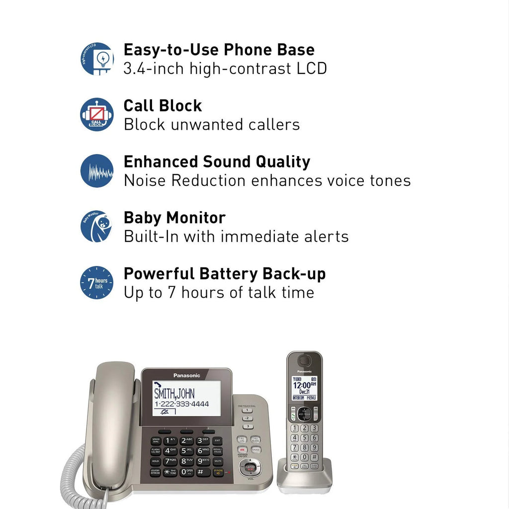Champagne Gold Corded / Cordless Dect Landline Telephone H734