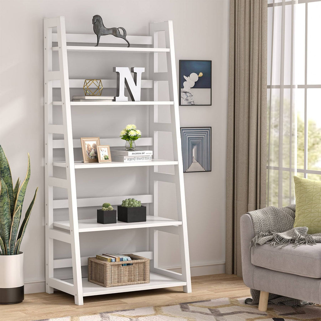 5-Tier Ladder Bookshelf Bookcase Brown N8631