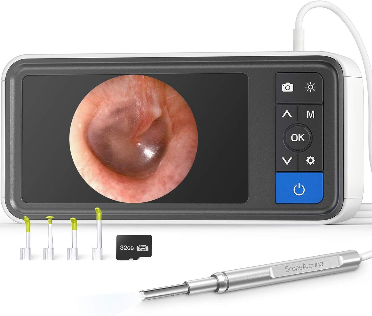 Ear Wax Removal Camera with 4.5 IPS Screen, 1920x1080 FHD Smart Visual Ear Cleaner Tool Kit, Otoscope with Light C5683