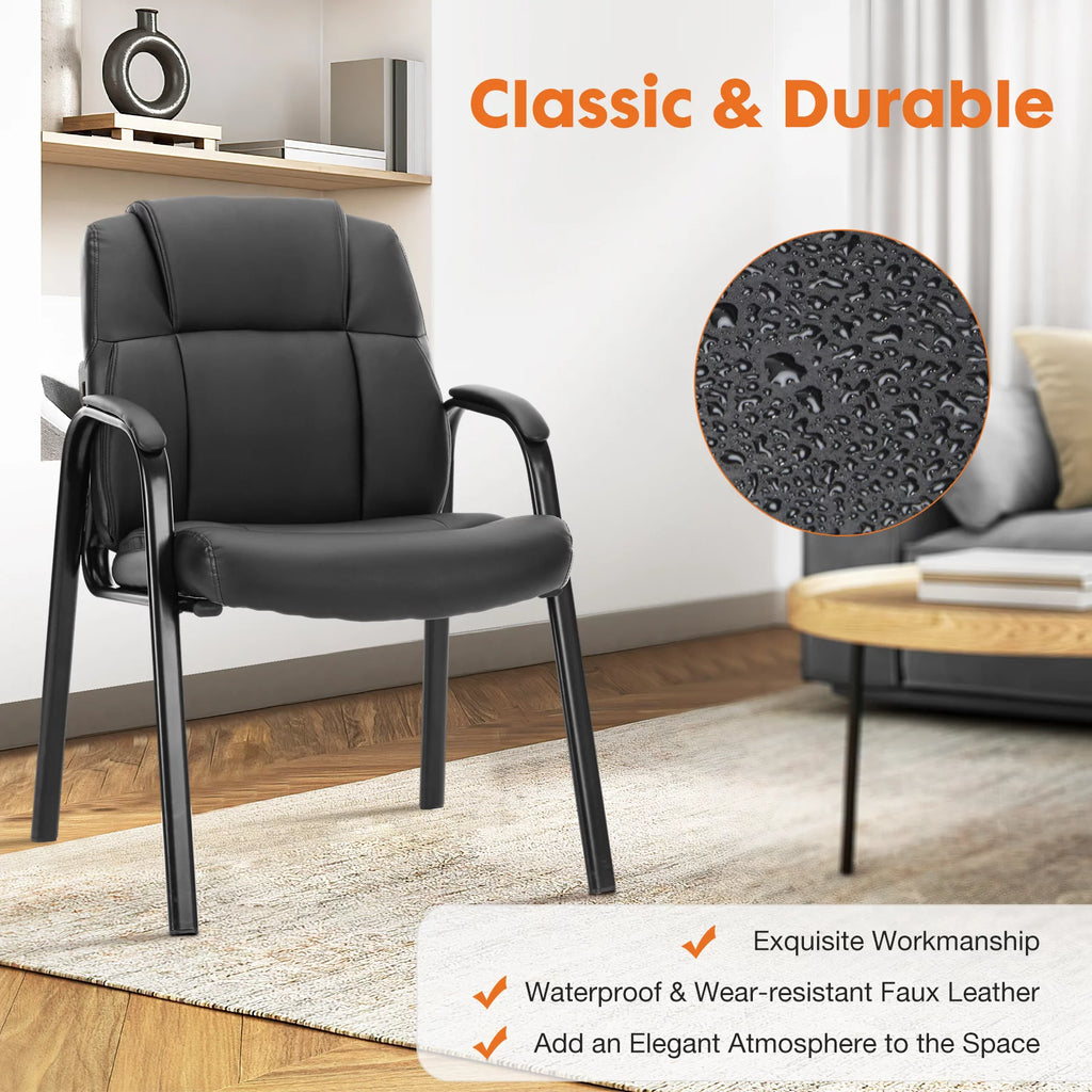 PU Leather Office Guest Chair with Padded Arms I369