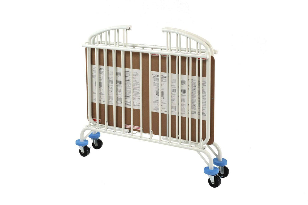 White Arched Metal Crib with Folding Mechanism and Casters M213645