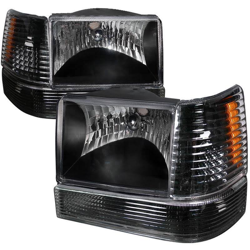 Black 8pc Headlight Bumper Corner Signal Lights W80628
