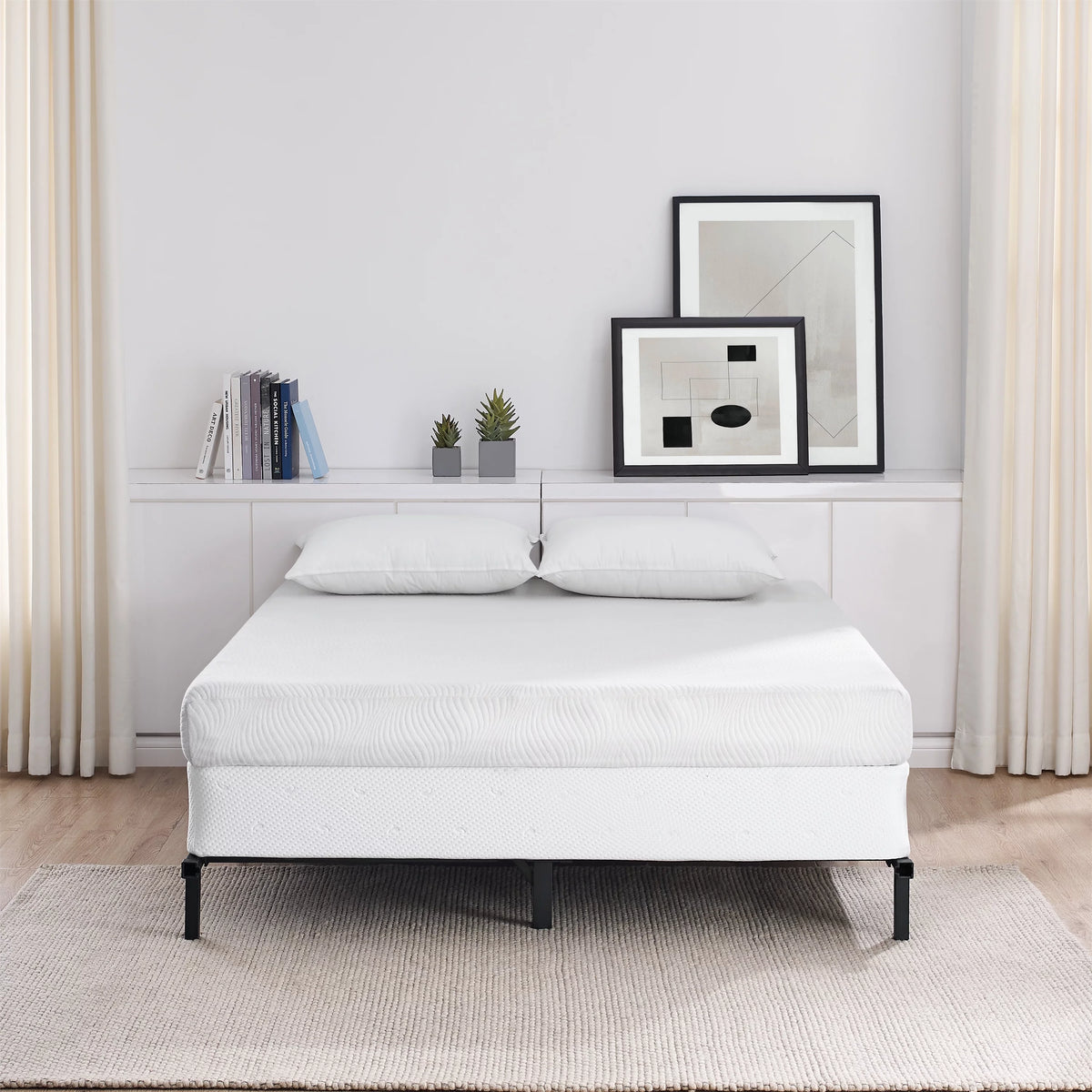 Adjustable Metal Bed Frame, Black, Twin - Queen J7369