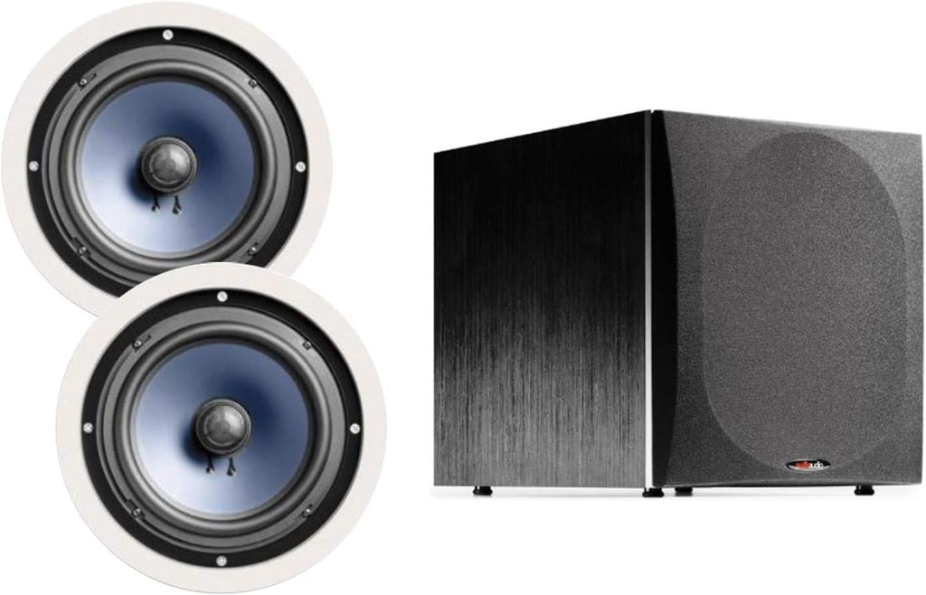 8-inch 2-way In-ceiling Speakers Set of 2 with 12-inch Powered Subwoofer F6094