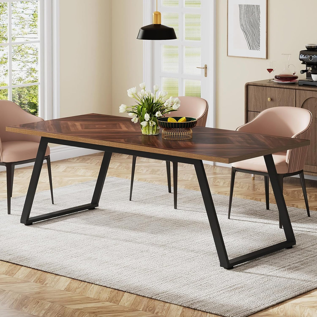 63" Brown Computer Desk with Thickened Frame X42791