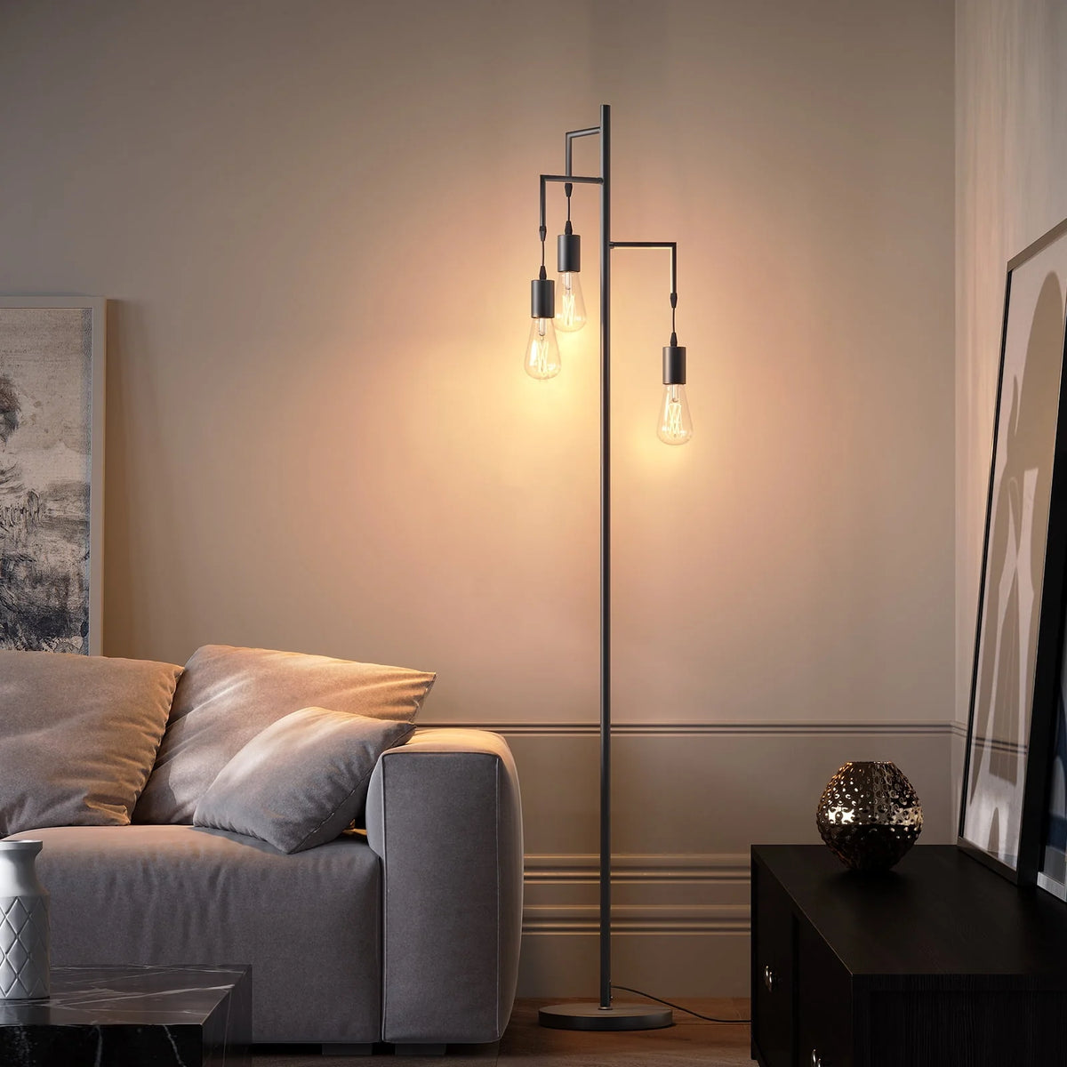 3 Light Black Floor Lamp K124535