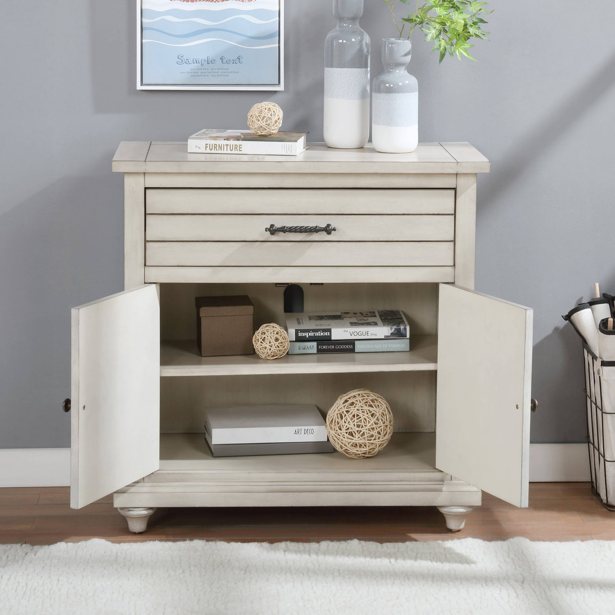 Antique White Hallway Cabinet S966928