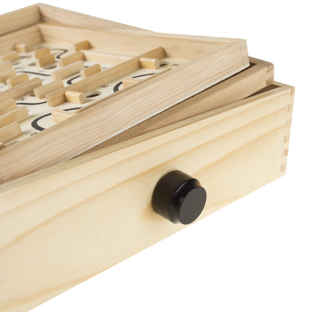 Wooden Maze Game with Two Steel Marbles O161450