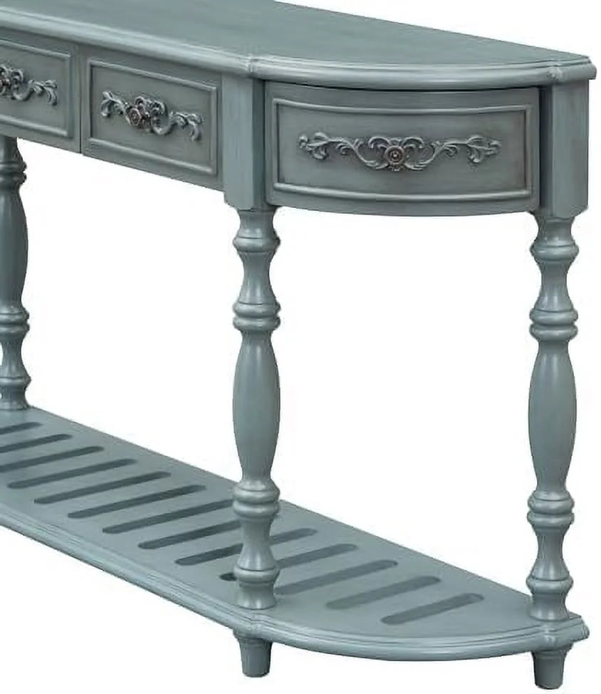 Retro Curved Console Table with 2 Top Drawers and Solid Wooden Frame U611176