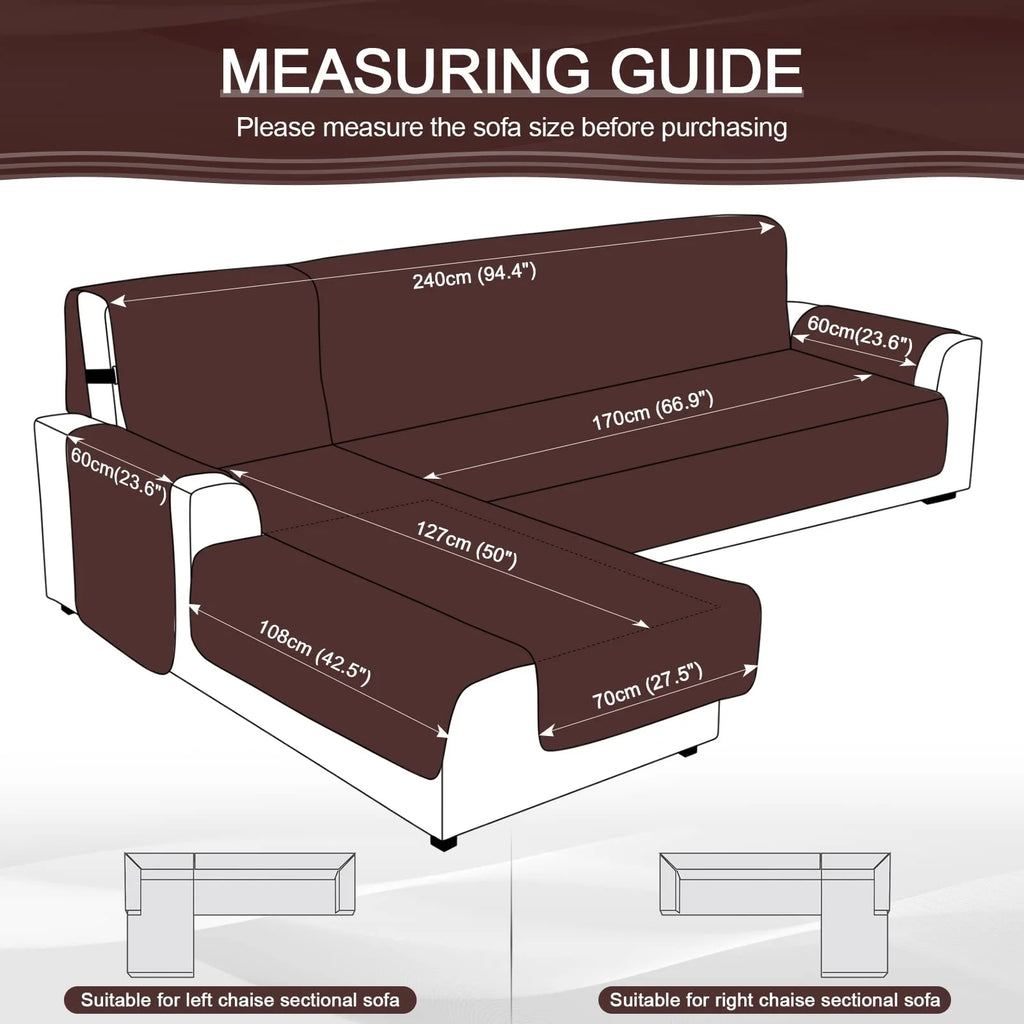 Large/Chocolate Waterproof L Shaped Sofa Covers 3pcs W70842