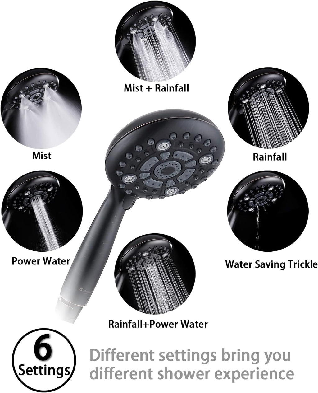 Oil Rubbed Bronze Handheld Shower Head with Extra Long Flexible Hose and Metal Adjustable Bracket, Pack of 2 W128049