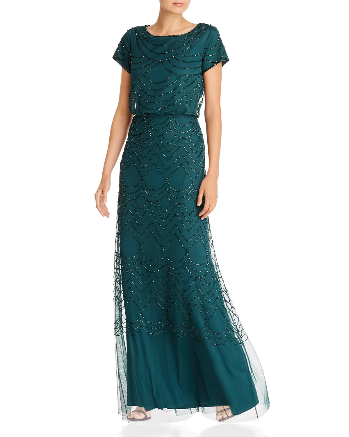 Beaded Blouson Gown - Green K123656