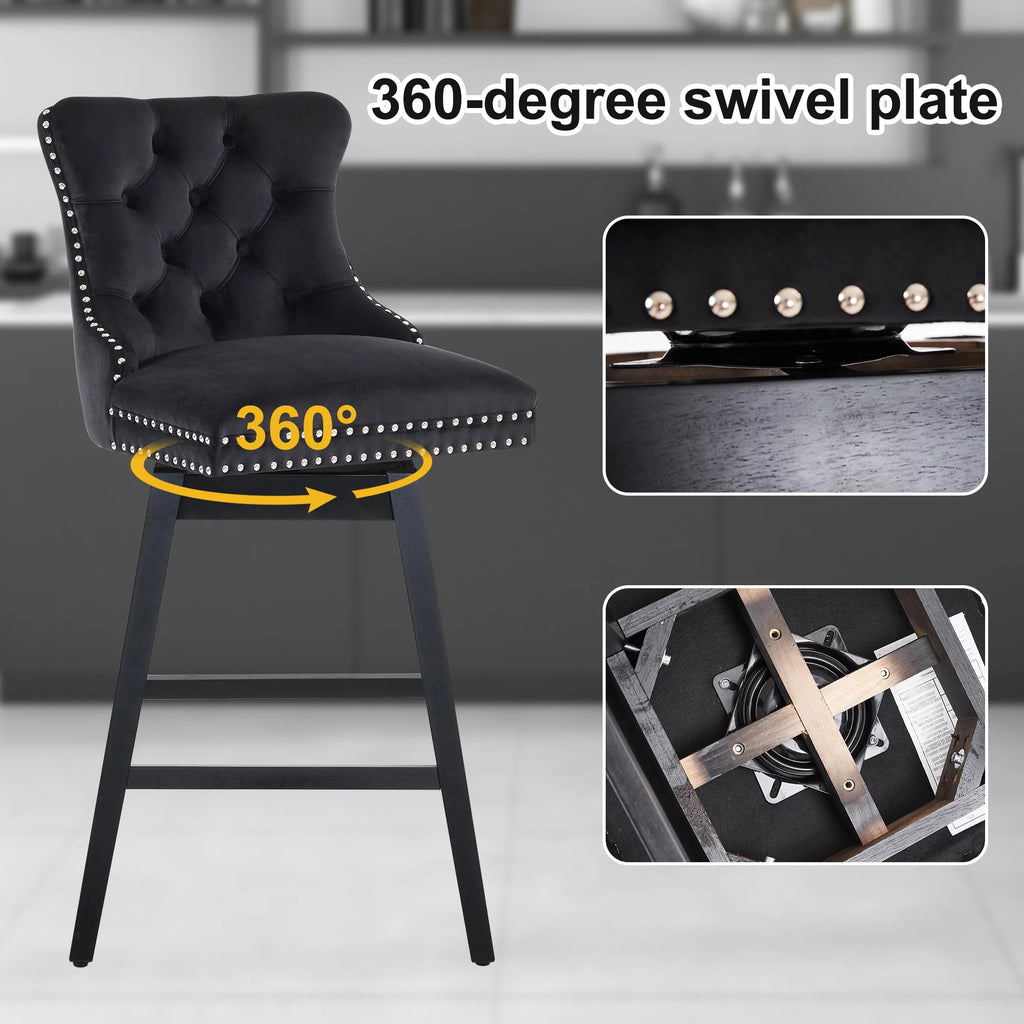 Velvet Swivel Bar Stools Set of 4 V5207
