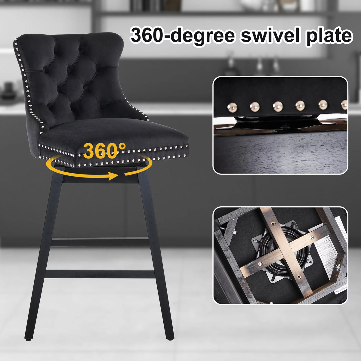 Velvet Swivel Bar Stools Set of 4 V5207