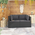 2 Piece Patio Sofa Set with Cushions Poly Rattan Black K857880