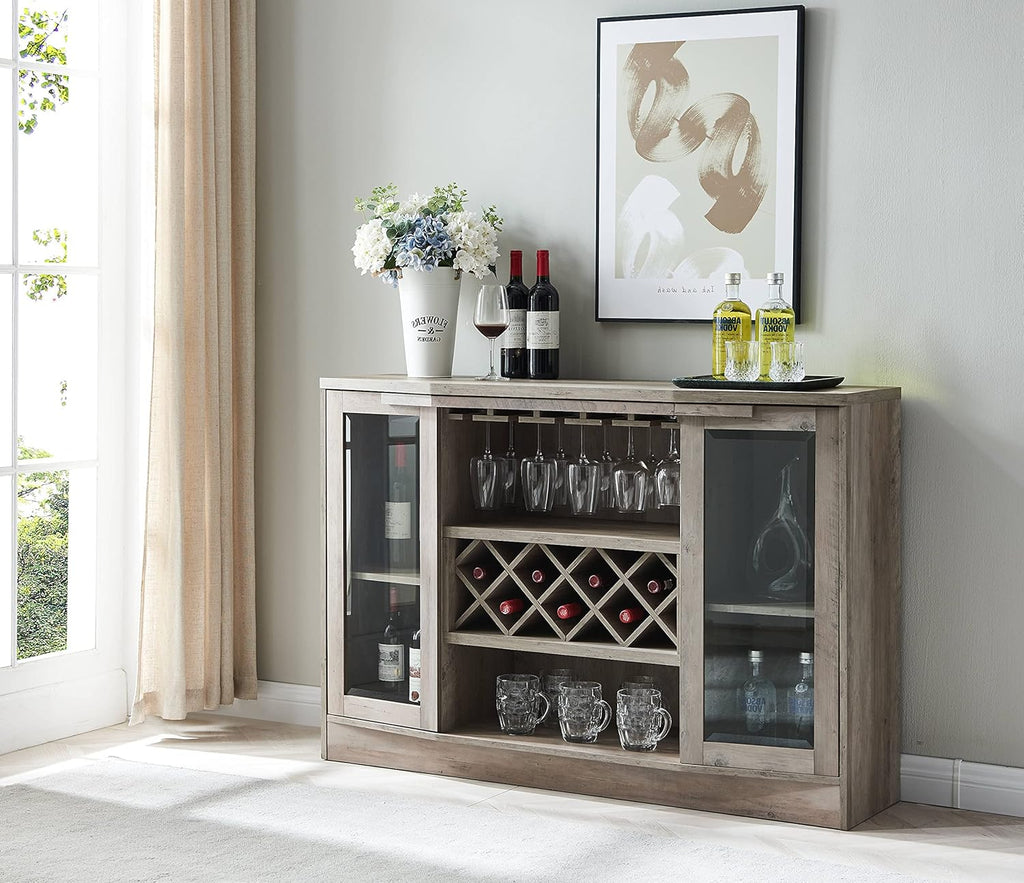 Mahogany Bar Cabinet with Curved Glass Doors G5570