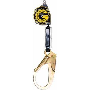 11-Foot Retractable Lifeline with Nylon Webbing, Rebar Hook and Carabineer, Aluminum U2246
