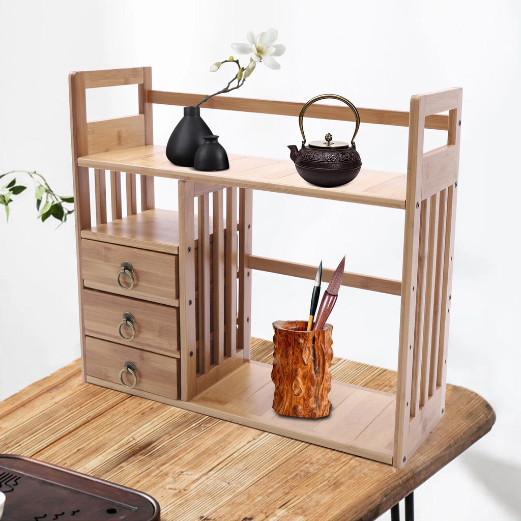 Adjustable Desktop Bookshelf with 3 Drawers K1147
