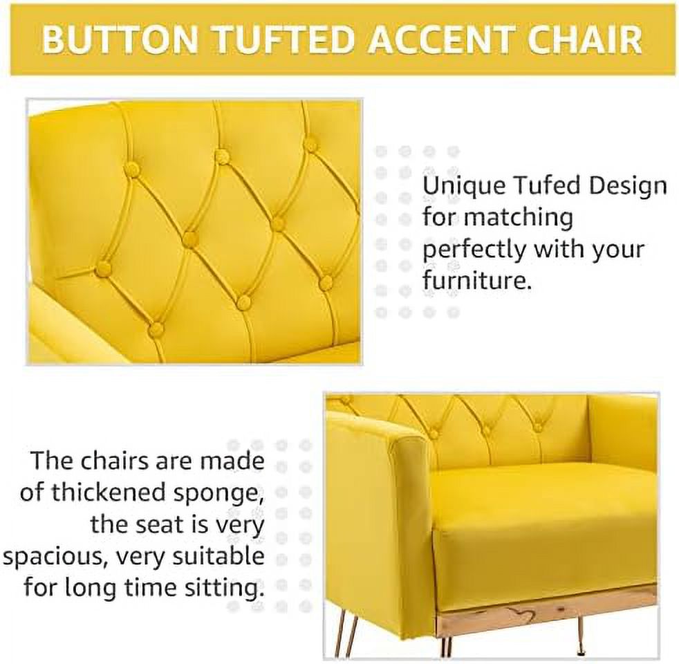 Mustard Velvet Accent Chair with Metal Legs P9946