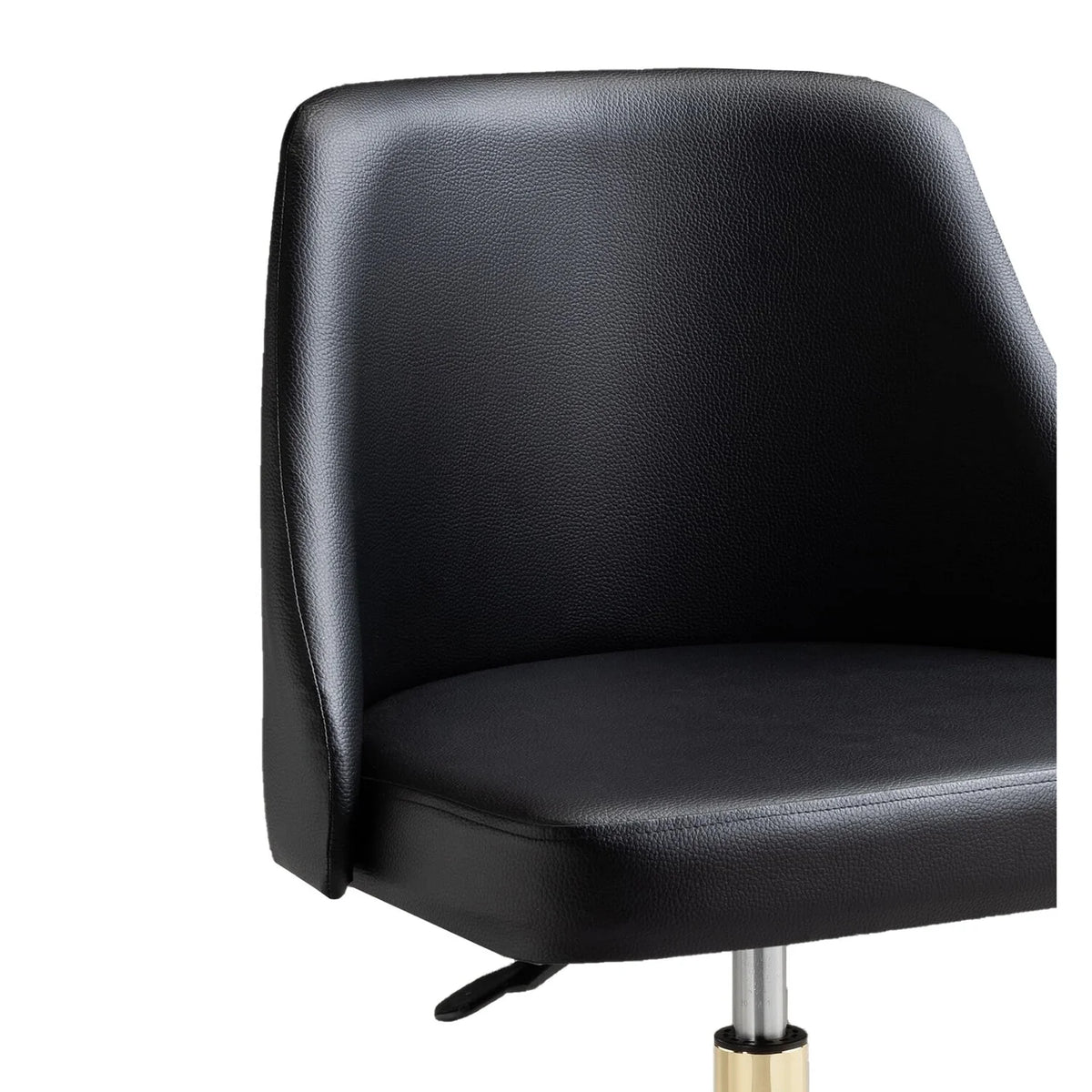 22 Inch Adjustable Swivel Office Chair Black Faux Leather Gold Metal I6868