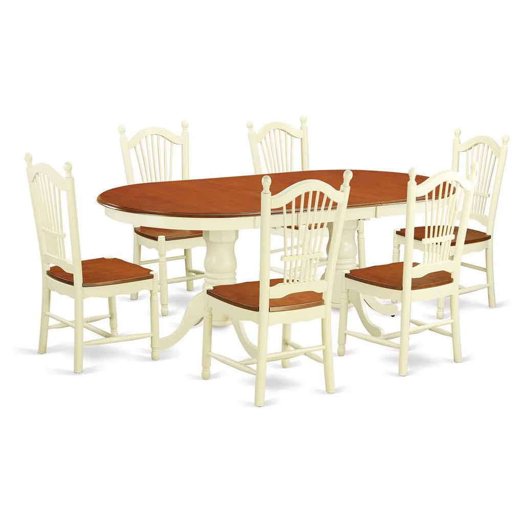 7-piece Wood Dining Table and Chair Set in Cherry E655