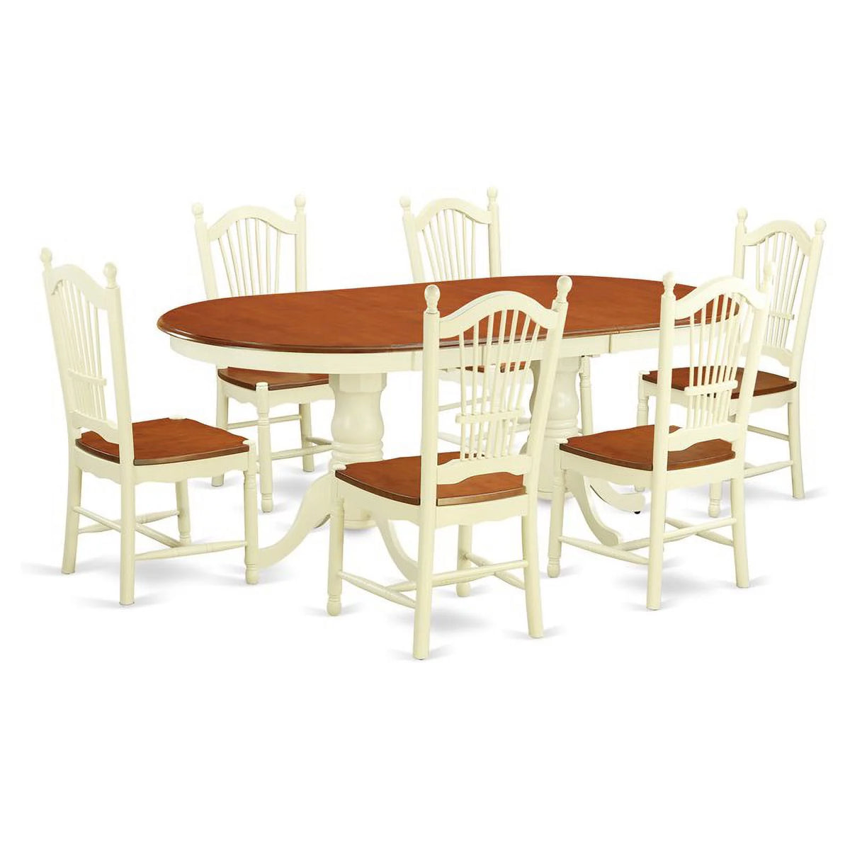 7-piece Wood Dining Table and Chair Set in Cherry E655