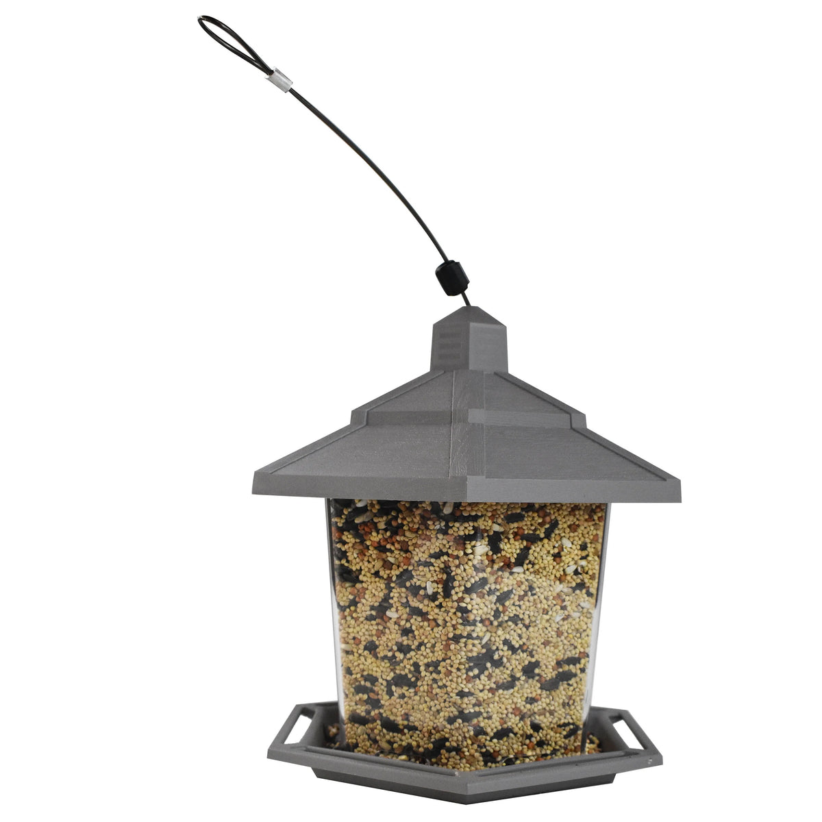 Gray Plastic 2.5 lb. Capacity Hopper Wild Bird Feeder R3416