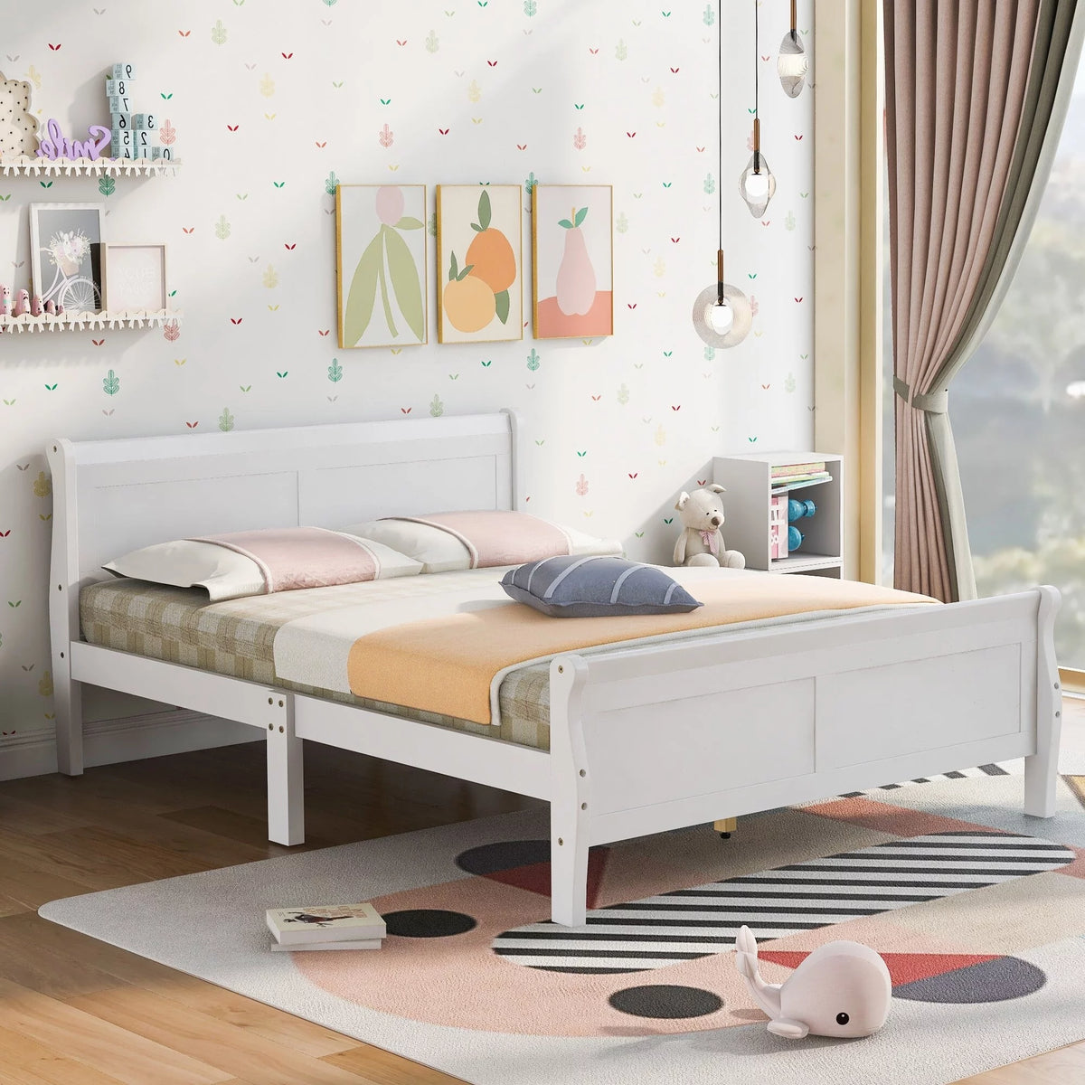 Wood Frame Sleigh Bed with Footboard Espresso Queen J11987