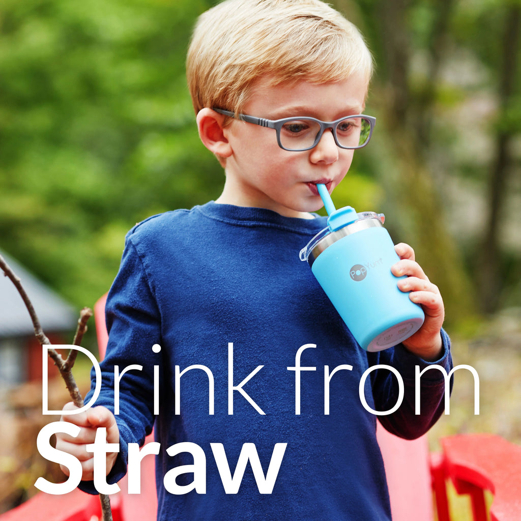 9oz Insulated Stainless Steel Kids’ Cups with Lid and Straw, 2-Pack, Blue, Pink, stackable, sippy, tumbler, double wall, vacuum, leak proof S767