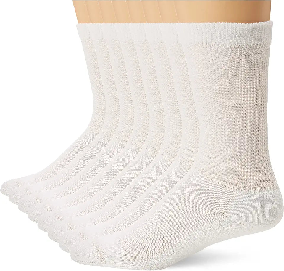 8 Pack Diabetic Extra Wide Crew Socks X5205
