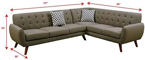 Grey Polyfiber Linen-Like Fabric Sectional Sofa Set T731
