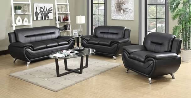 Red & Black Leatherette Sofa Set Q788