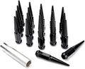 20 Pc Solid Steel Spike Lug Nuts Kit Black 1/2" Pack of 2 H92523