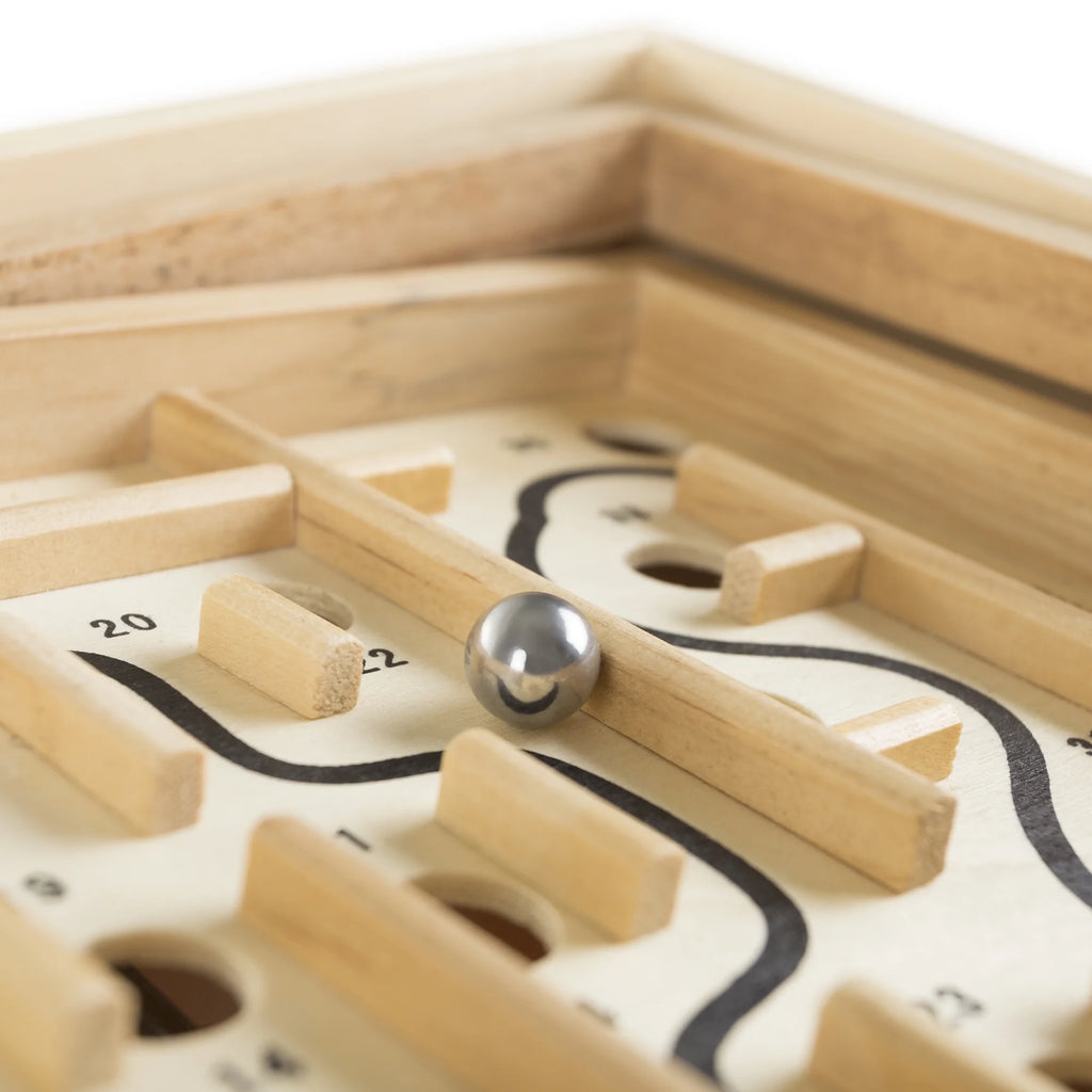 Wooden Maze Game with Two Steel Marbles O161450