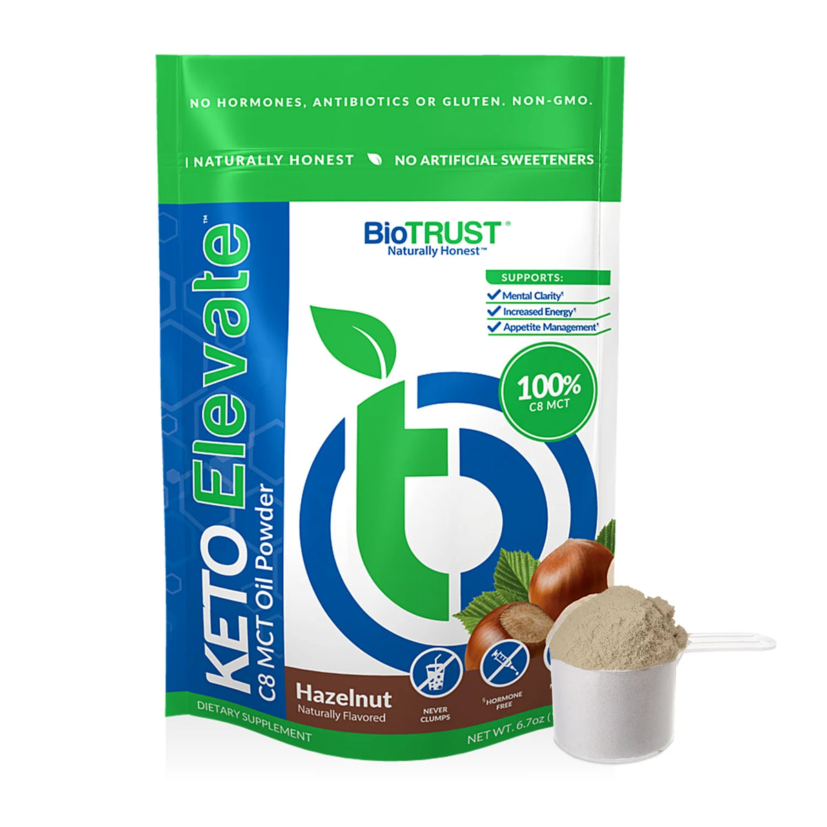 C8 MCT Oil Powder Hazelnut 20 Servings U5007