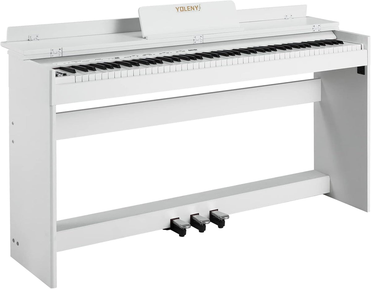 White 88 Key Weighted Digital Piano with Wooden Furniture Stand A6786