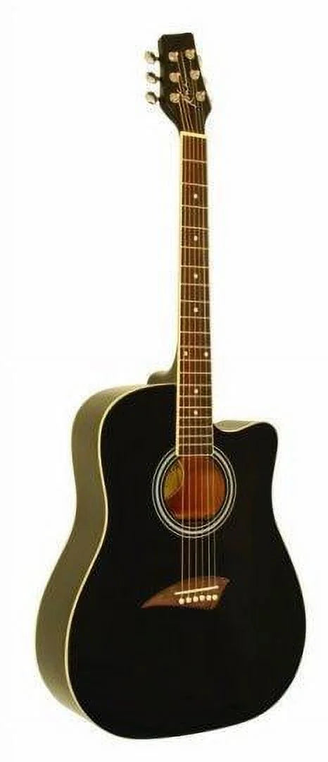 Black Acoustic Dreadnought Cutaway Guitar with Spruce Top G22809